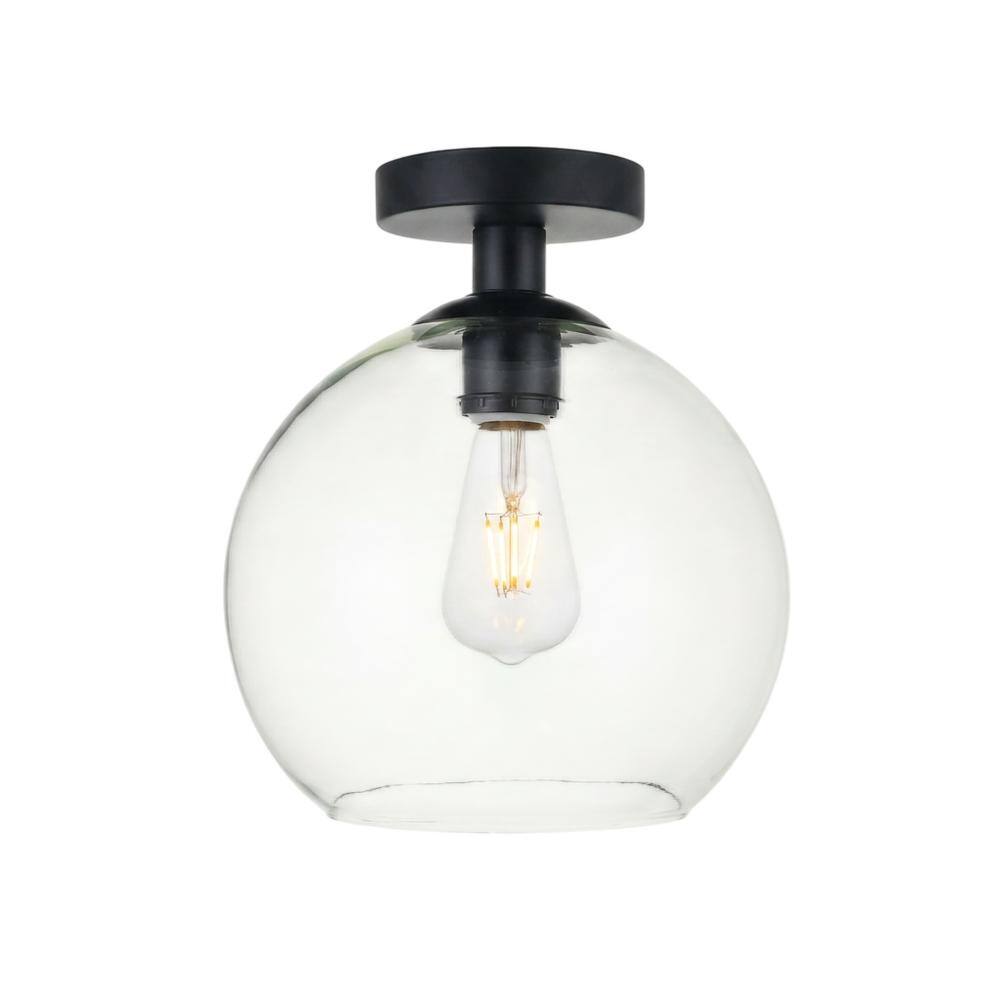 Front. Living District - Baxter 1 Light Black Flush Mount With Clear Glass - Black And Clear.