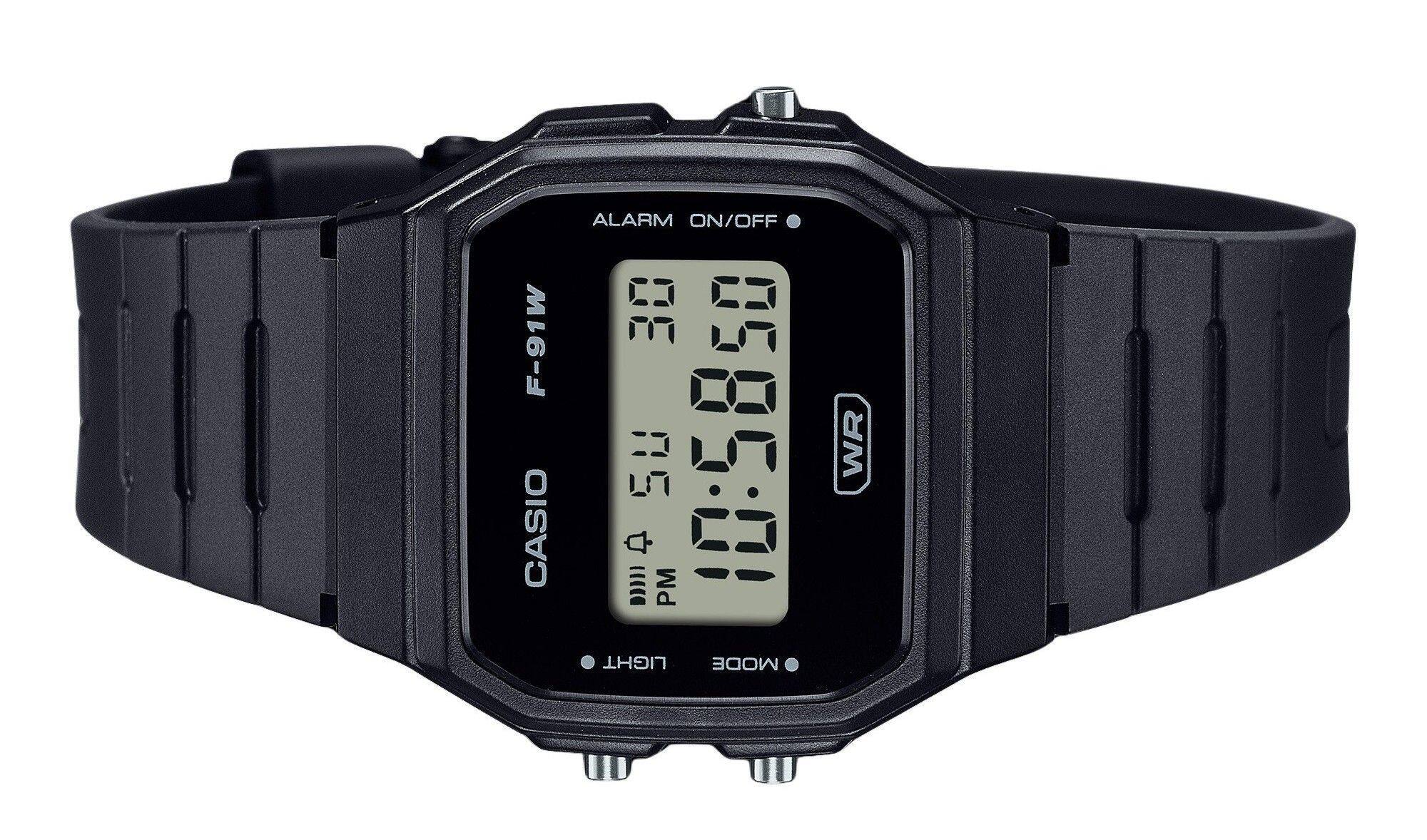 F-91W CASIO ALARM ON/OFF  
0E R5 10:58 PM  
LIGHT MODE WR