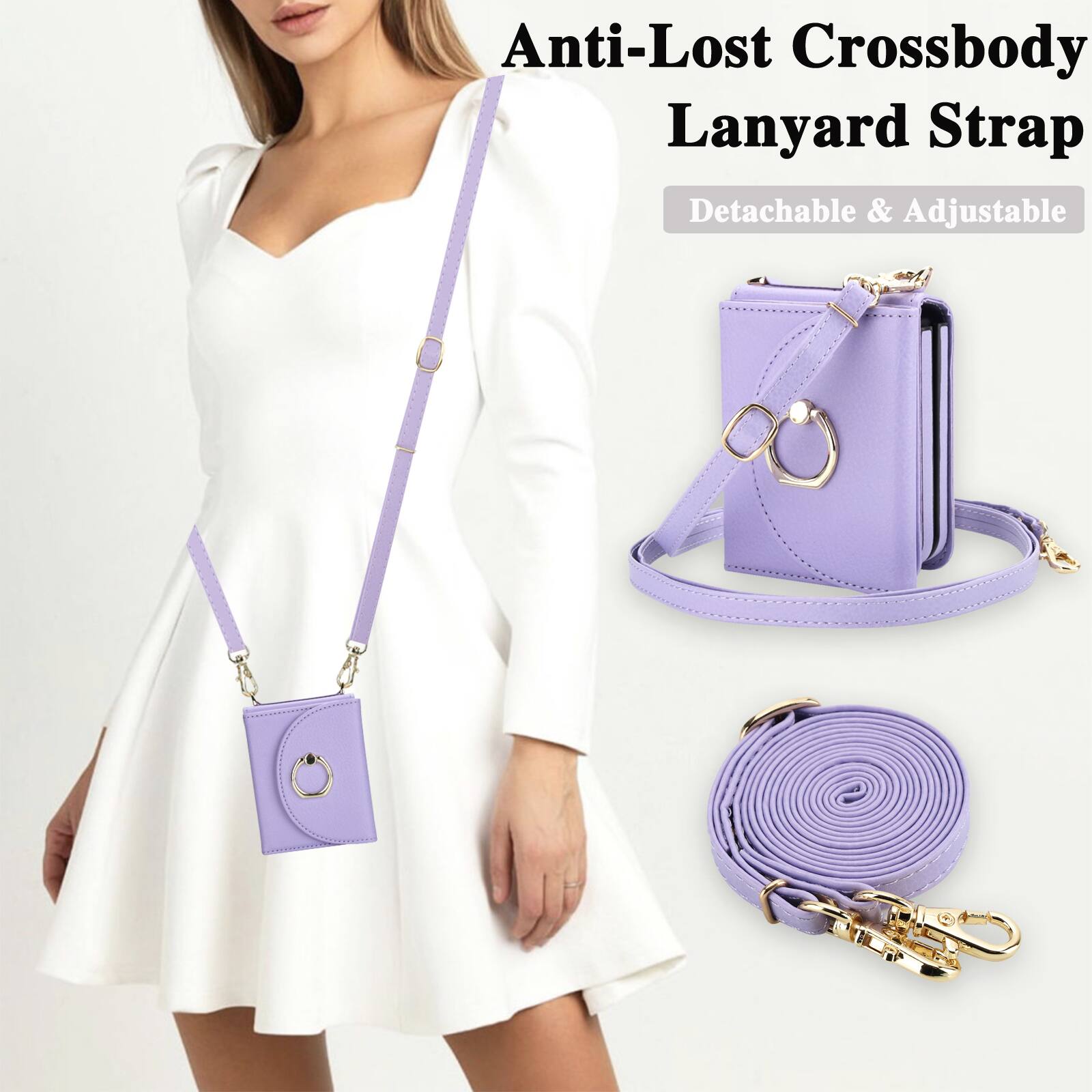 Anti-Lost Crossbody Lanyard Strap  
Detachable & Adjustable