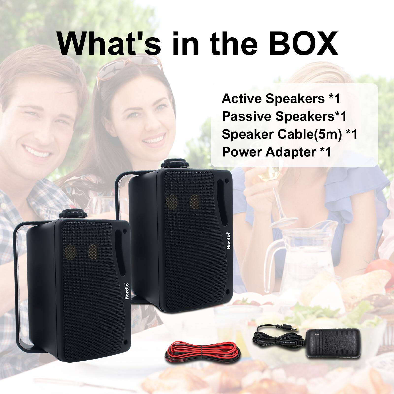 What's in the BOX

Active Speakers *1  
Passive Speakers *1  
Speaker Cable (5m) *1  
Power Adapter *1