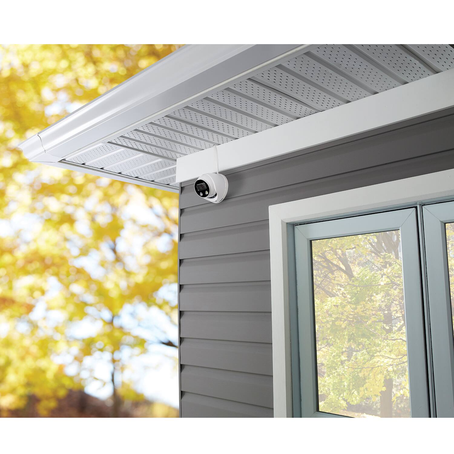 Alt View 4. Lorex - 4K Ultra HD Wired Analog Indoor/Outdoor Add-on IP Dome Security Camera, Smart Deterrence Plus - White.