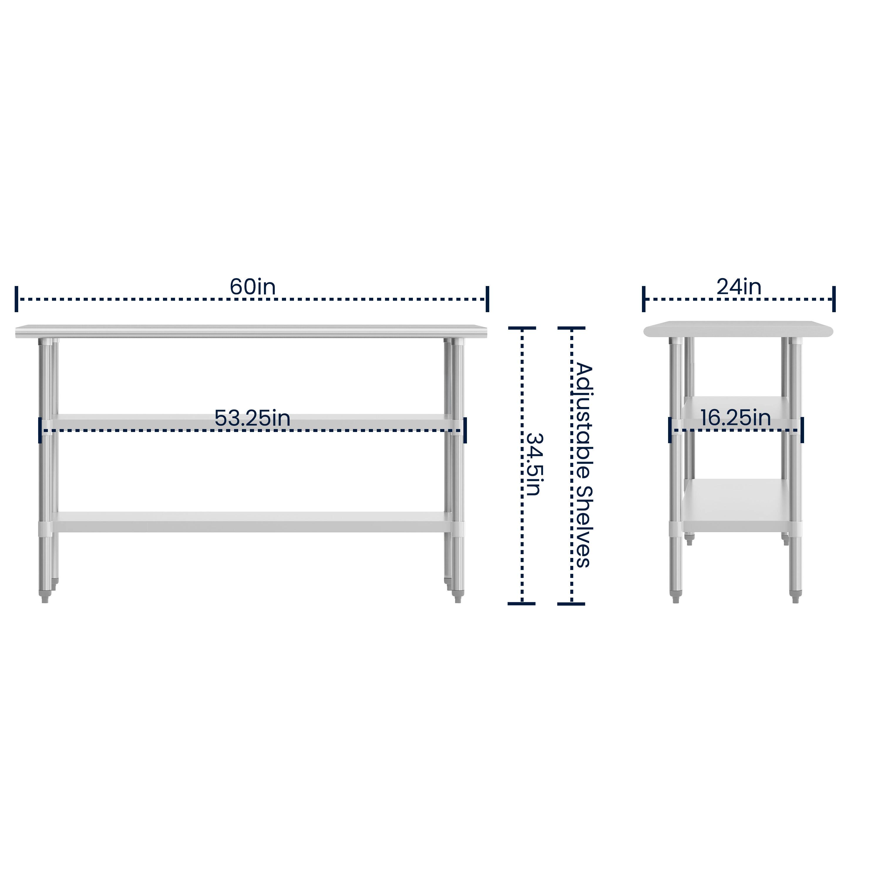 60in x 53.25in Adjustable Shelves  
24in x 16.25in