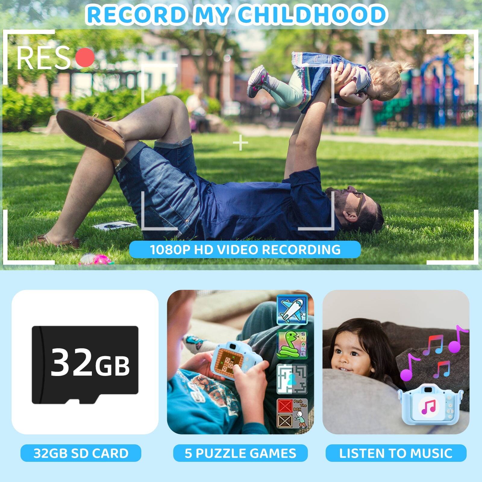 RECORD MY CHILDHOOD

RES
+
1080P HD VIDEO RECORDING

32GB
32GB SD CARD

5 PUZZLE GAMES

LISTEN TO MUSIC