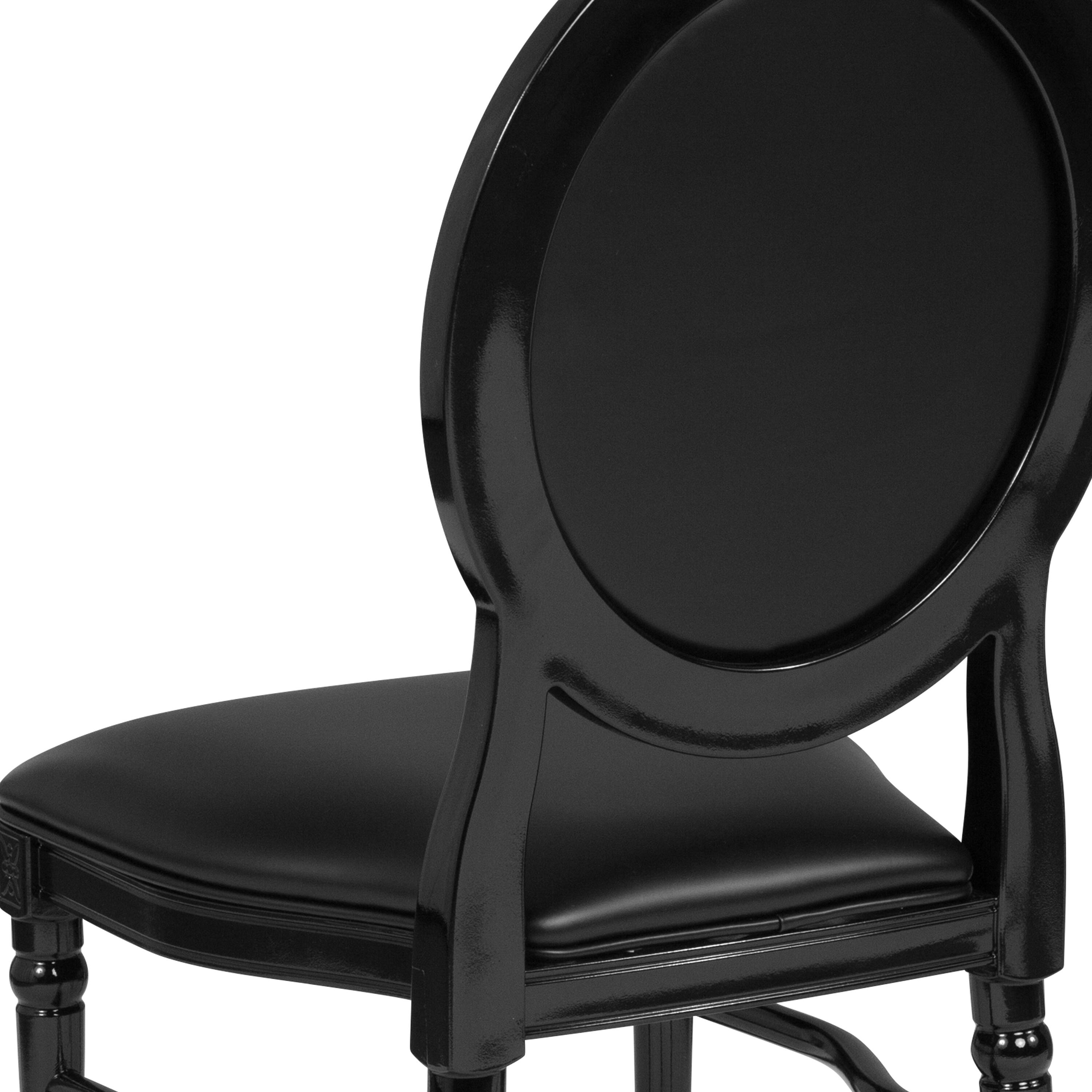 Alt View 9. Emma + Oliver - King Louis Dining Side Chair, Desk Chair - Black Vinyl/Black Frame.