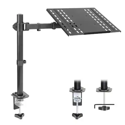 Front. Mount-It! - Full Motion Laptop Desk Mount with Cooling Tray for Up to 17″ Laptops, Black - Black.