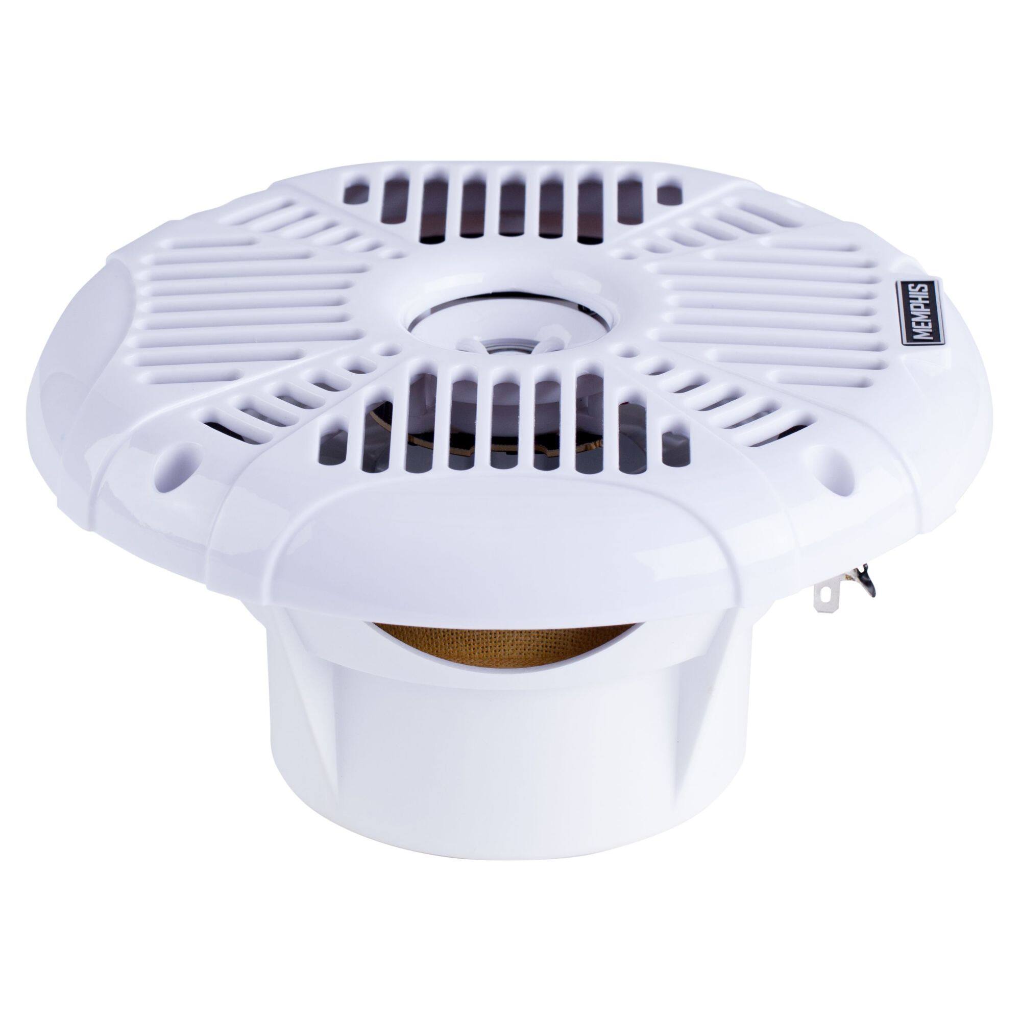 Alt View 3. Memphis Car Audio - Memphis Audio MXA602SLW MXA OEM Fit 6.5" Marine Grade Coaxial Speakers, White With Blue LED - Pair - Black/Gray.