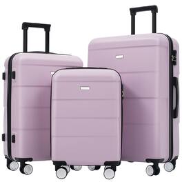 HTUTWOO - Hardshell Luggage Sets 3 Piece-Double Spinner Wheels Suitcase with Handle Password Lock,Lightweight 20"+24"+28" Luggages - Pink Purple