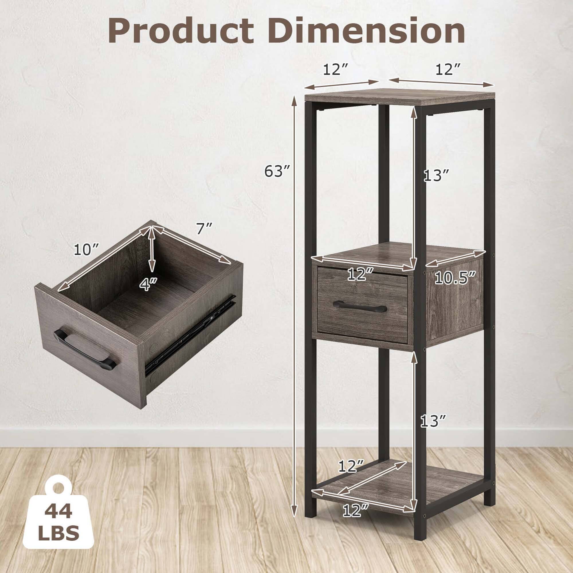 Product Dimension: 12" x 12" x 63" x 13" x 10" x 4" x 7" x 12" x 10.5" x 13" x 12" x 44 LBS.