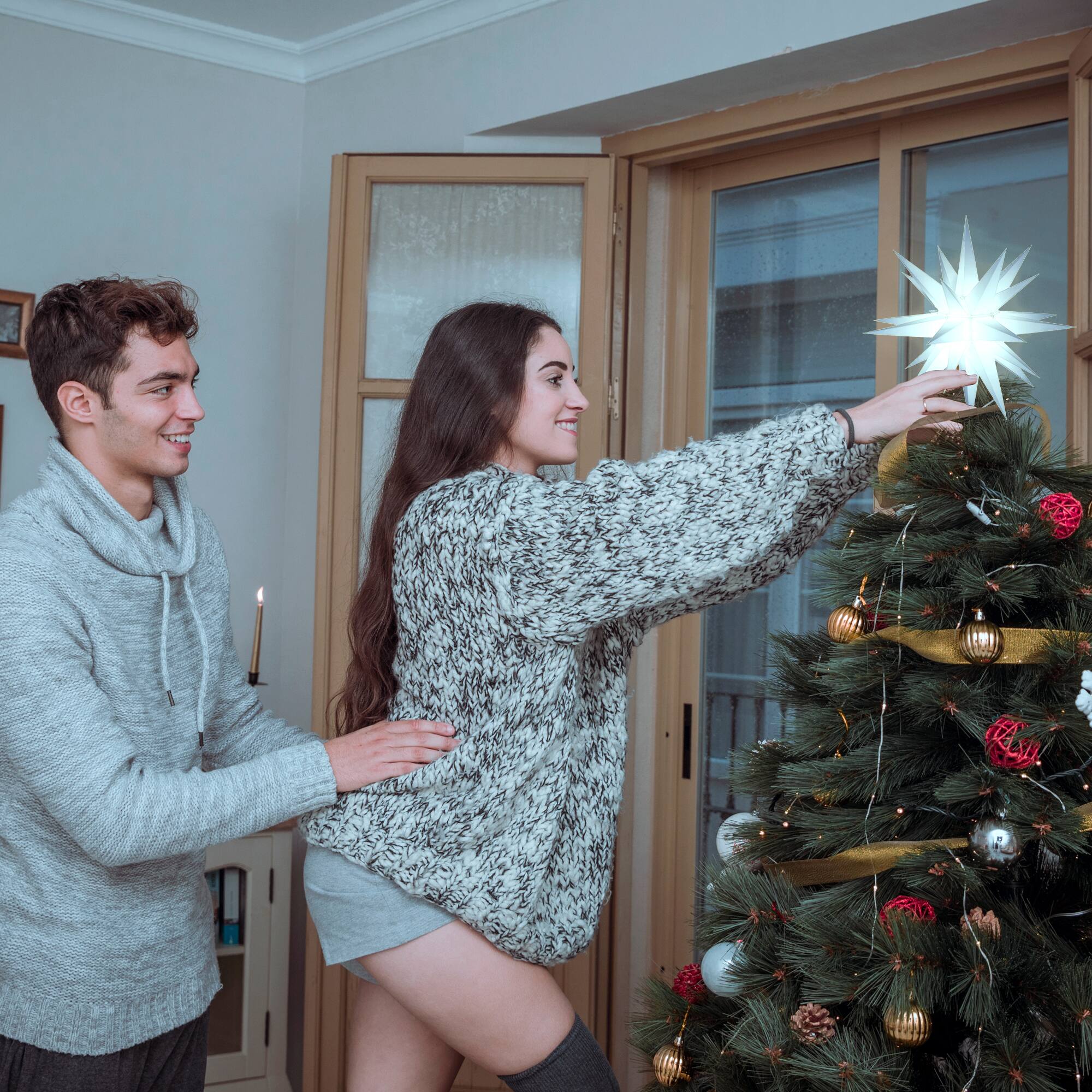 Alt View 3. Keystone Holiday - Keystone Holiday 12 Inch Prelit LED Christmas Holiday Star Tree Topper, White - White.