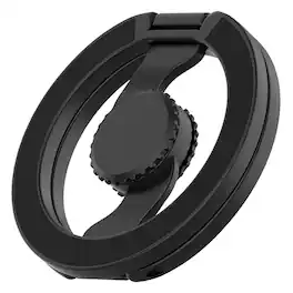 UUCOVER - Magnetic Phone Ring Holder Kickstand, Rotating Dual-Axis Foldable Stand Grip Fingertip Car Mount Compatible with MagSafe - Black