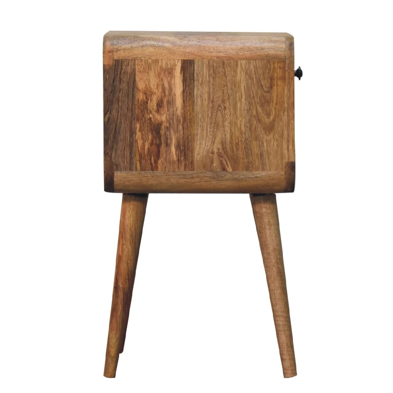 Alt View 5. Artisan Furniture - Artisan Furniture Solid Wood Mini Oak-ish Curve Lower Nightstand, 1 Drawer, 1 Open-slot, Nordic legs, Brown - Oak.