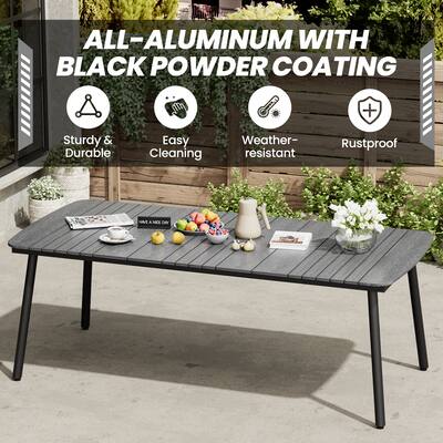 gray rectangular patio table with umbrella Stinson 72" HDPE Rectangle Outdoor Dining Ho this outdoor dining set for 8 offers generous space around the 93.9 Pirecart Outdoor Glass Table with