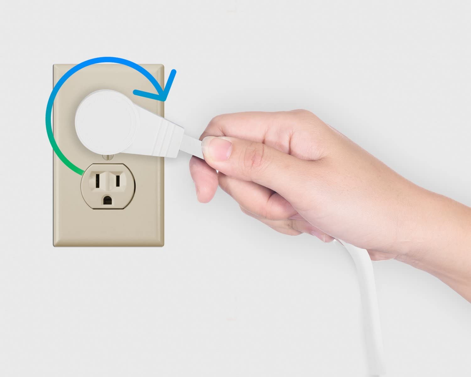 Alt View 3. Maximm - Monitor Computer Power Cord 10 Ft Flat Plug 360° Rotating PC Cable 3 Prong, 16 AWG NEMA 5-15P to IEC13 - UL Certified - White.