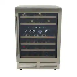 Avanti - Designer Series 46 Bottle Dual-Zone Wine Cooler with Wood Accent Shelving - Steel/Black
