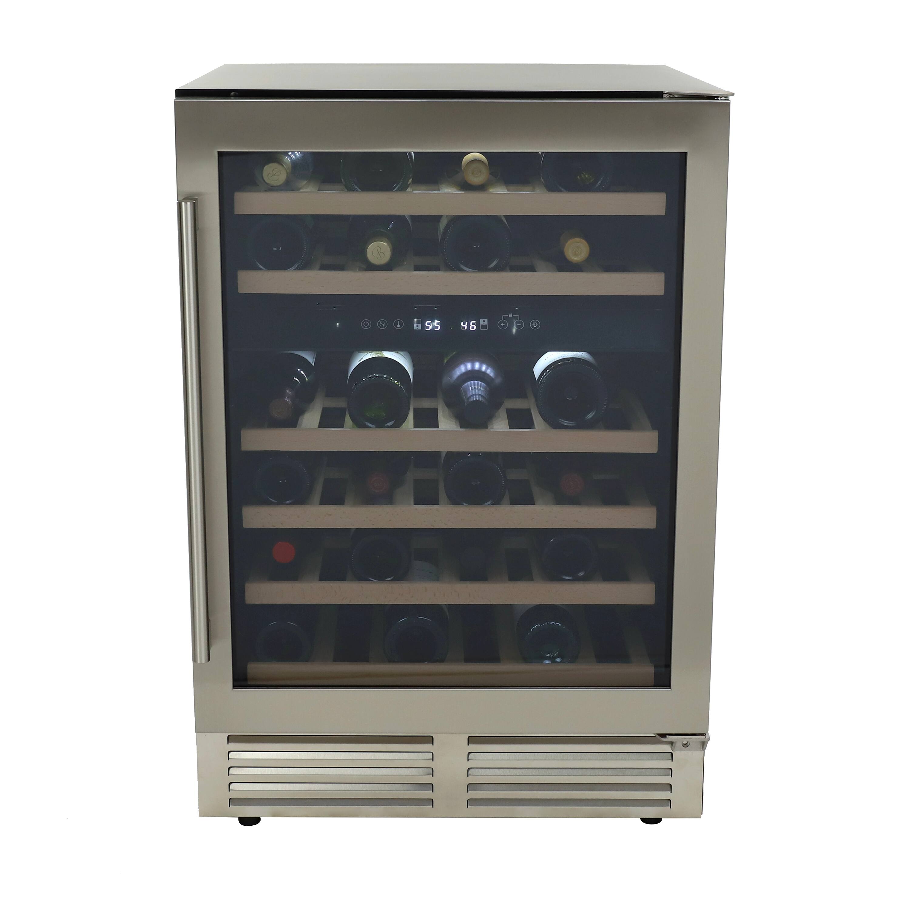 Front. Avanti - Avanti Designer Series 46 Bottle Dual-Zone Wine Cooler with Wood Accent Shelving - Steel/Black.