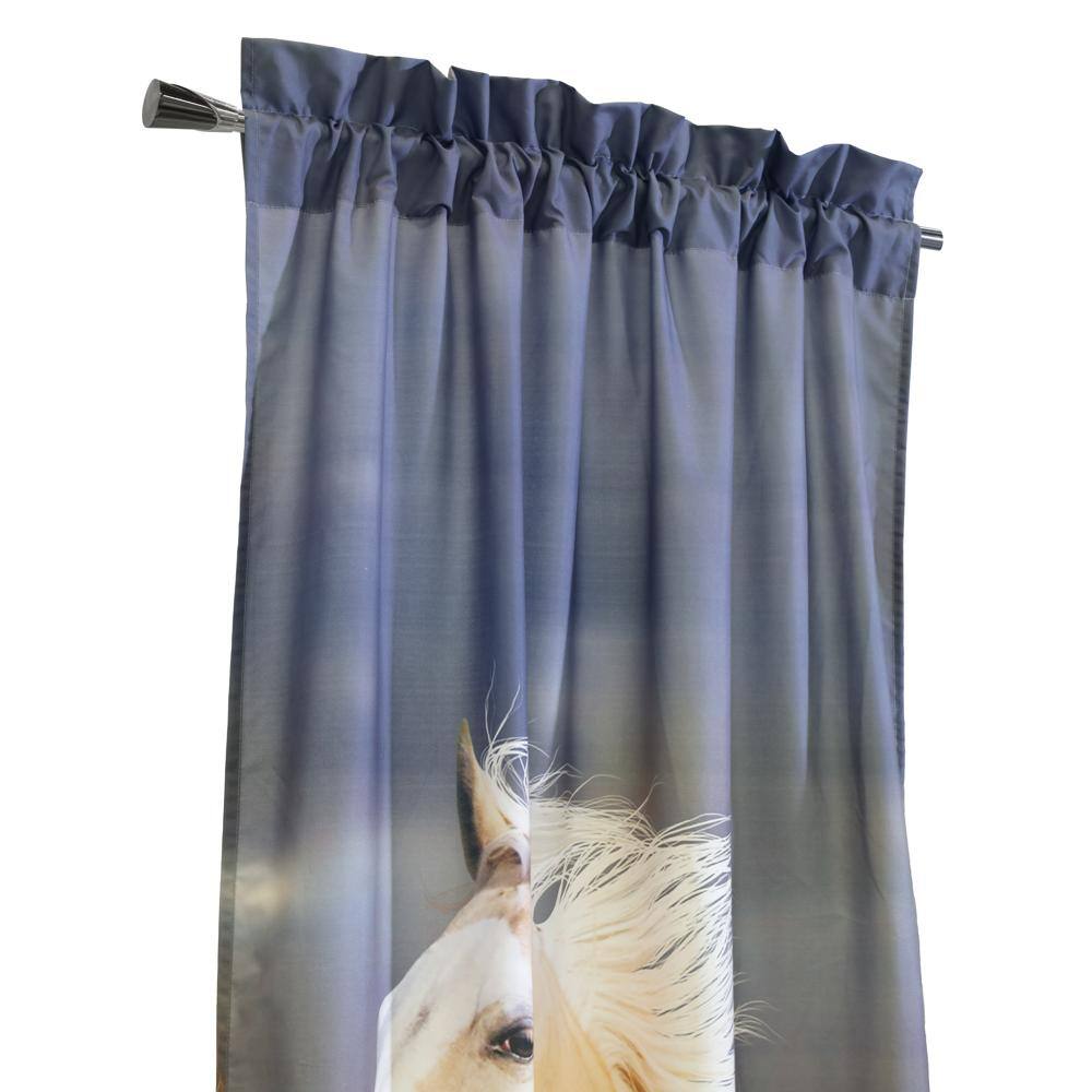 Left. Commonwealth Home Fashions - Habitat Photo Real Horses Light Filtering Printed Drapes Displaying Pole Top Curtain Panel Pair 37" x 84" Multicolor - Multi.