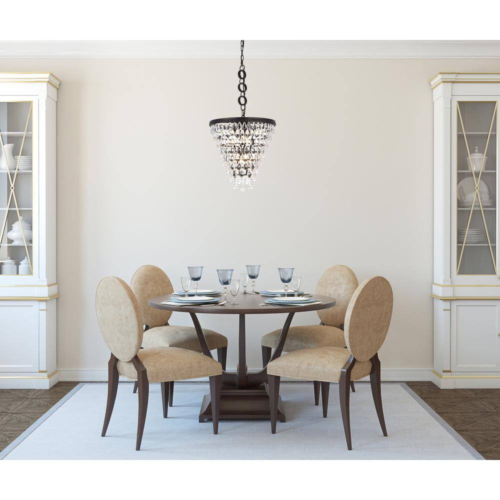 Angle. Elegant Lighting - Nordic 5 lights black pendant - Black And Clear.