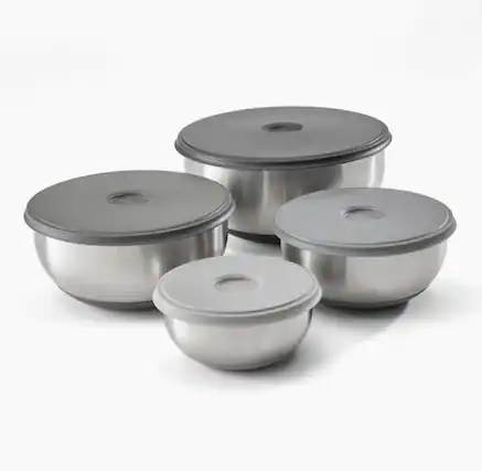 Front. Joseph Joseph - Nest Prep&Store 8-piece Stainless Steel Mixing Bowl Set with Lids.