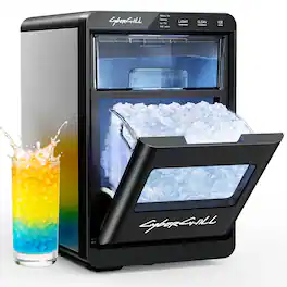 CyberChill - Nugget Ice Maker Countertop, 44 lbs/Day Nugget Ice Maker with Self-Cleaning, Soft Chewable Sonic Ice for Home, Kitchen - Black