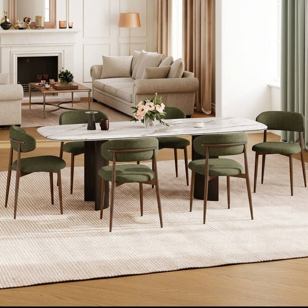 Left. Loheer - Loheer Green Dining Chairs Set of 2 Modern Metal Kitchen Chairs Upholstered Farmhouse Seating - Green.