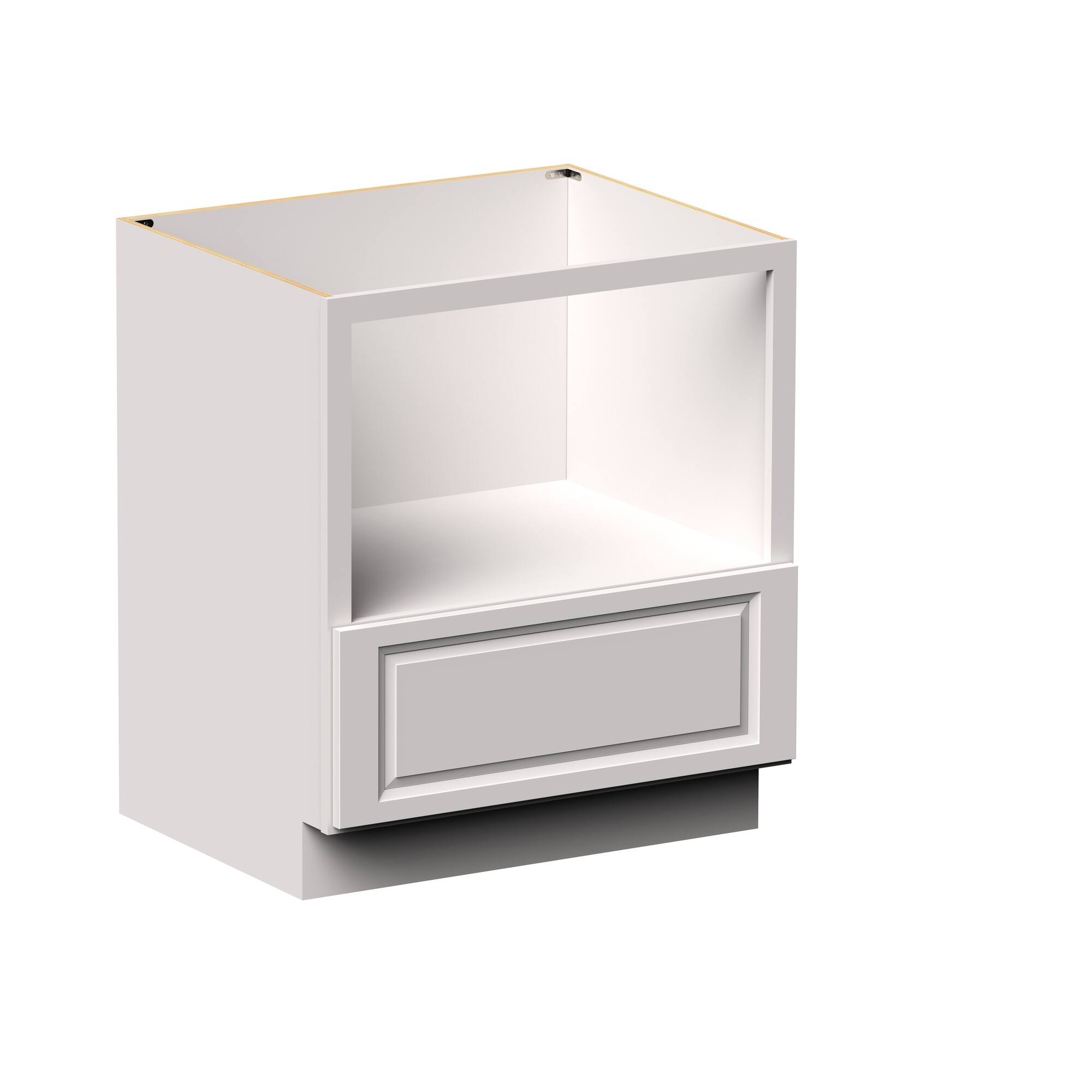 Angle. Boyel Living - 30-in W x 34.5-in H x 24-in D Shaker Microwave Kitchen Base Cabinet with Drawer - Glacier White.