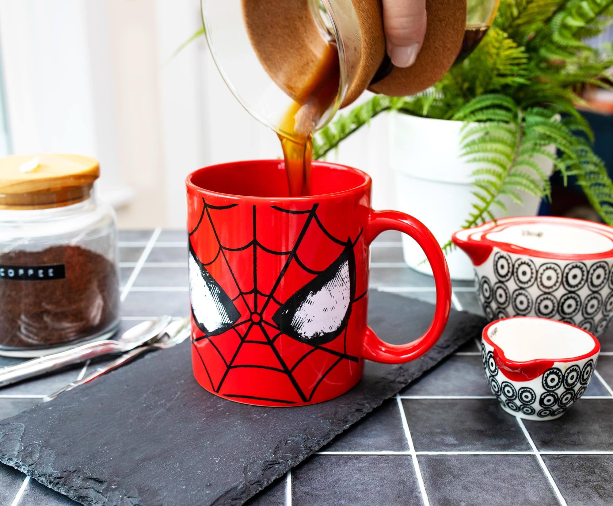 Alt View 2. Marvel - Marvel Comics Spider-Man Classic Mask Ceramic Mug | Holds 20 Ounces - Red.