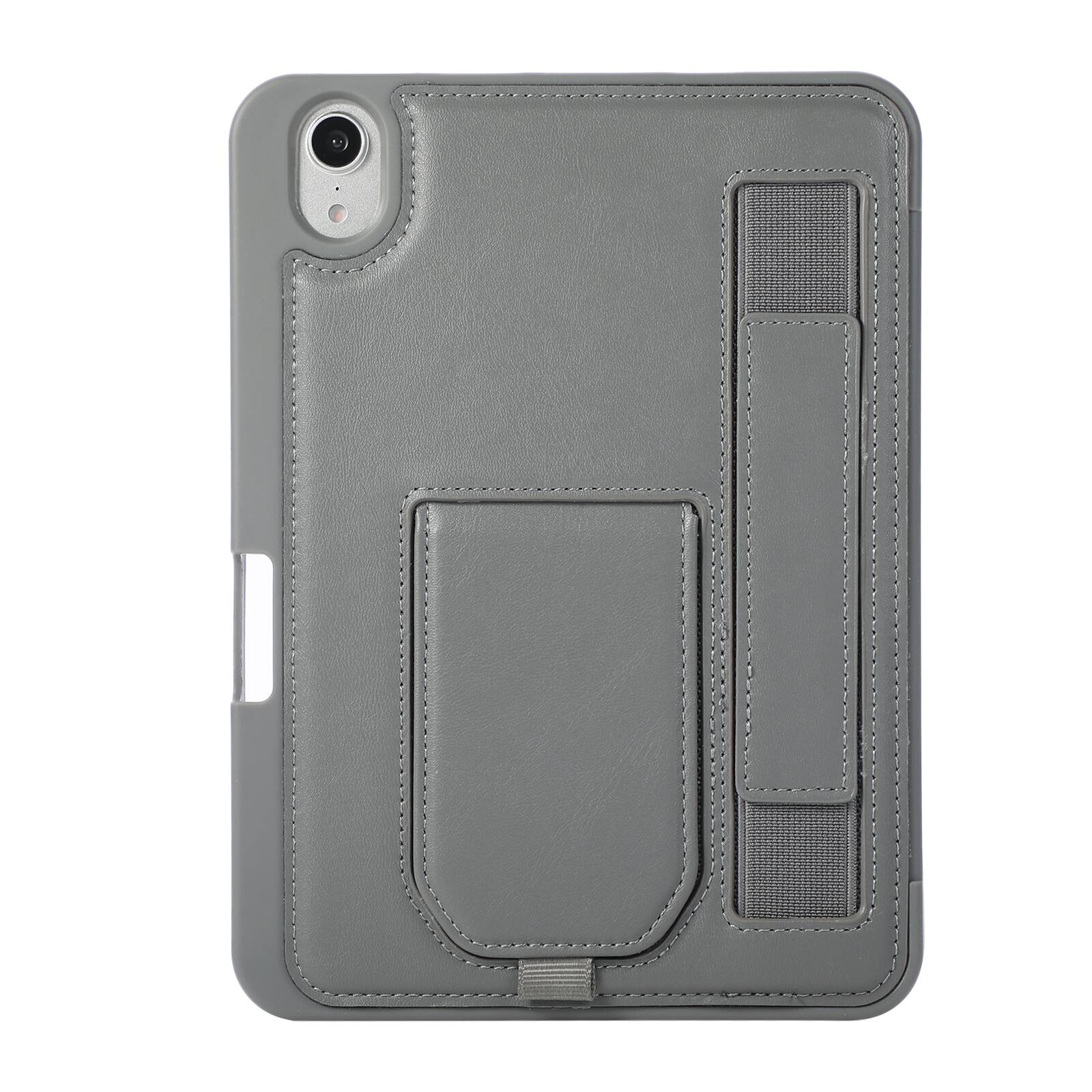 Alt View 3. Dteck - Shockproof Case for Apple iPad mini (A17 Pro) 2024 with Hand Strap and Foldable Stand, PU Leather TPU Protective Cover - Gary.