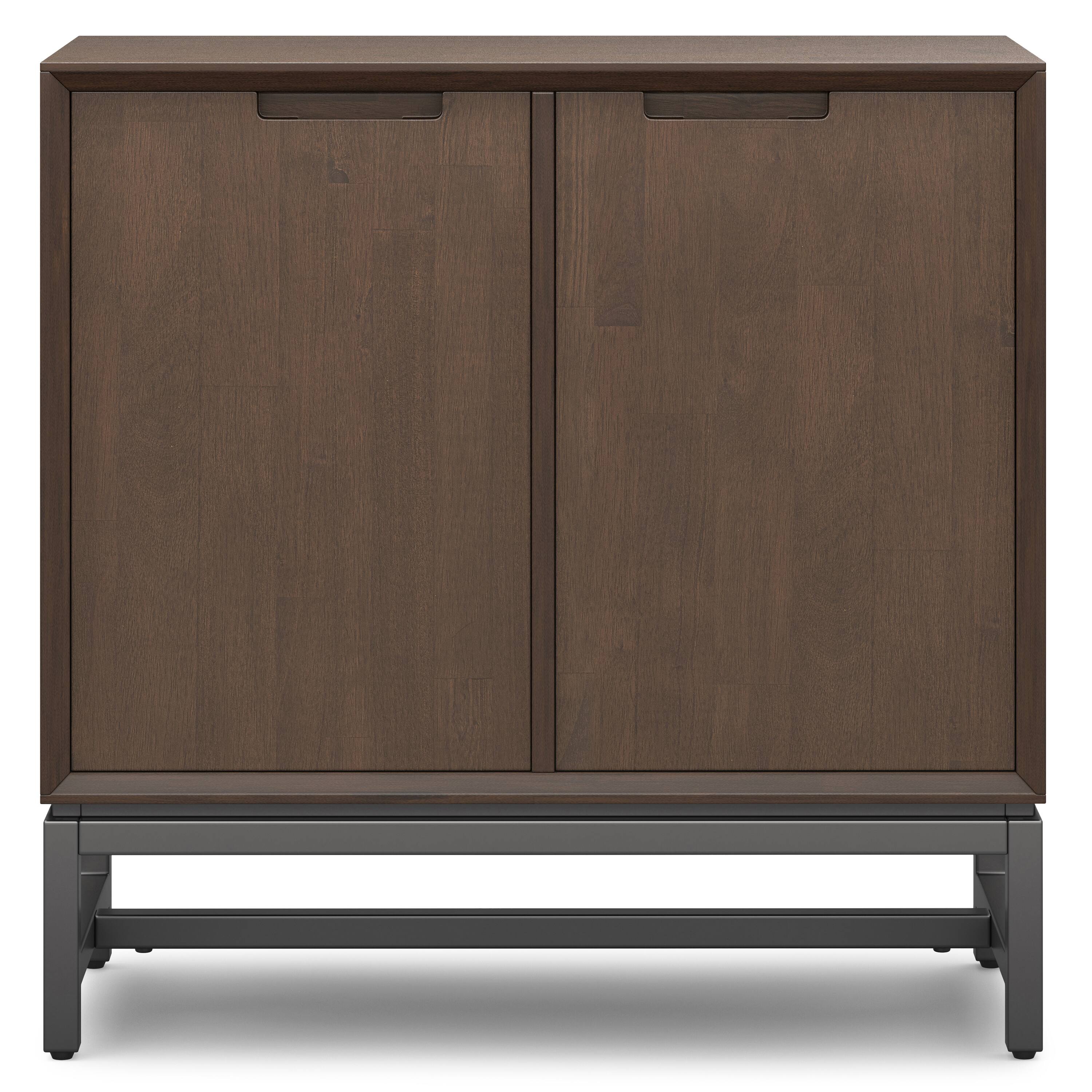 Left. Simpli Home - Banting SOLID HARDWOOD 32 inch Wide Modern Industrial Low Storage Cabinet in Walnut Brown - Walnut Brown.