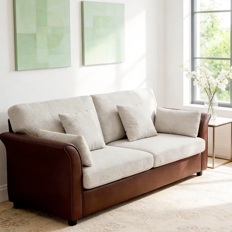 Alt View 9. Dyonery - Dyonery 78" 2-Seater PU Leather Sofa - Comfortable Memory Foam Couch with Wood Frame and Metal Legs, Easy Assembly - Dray.