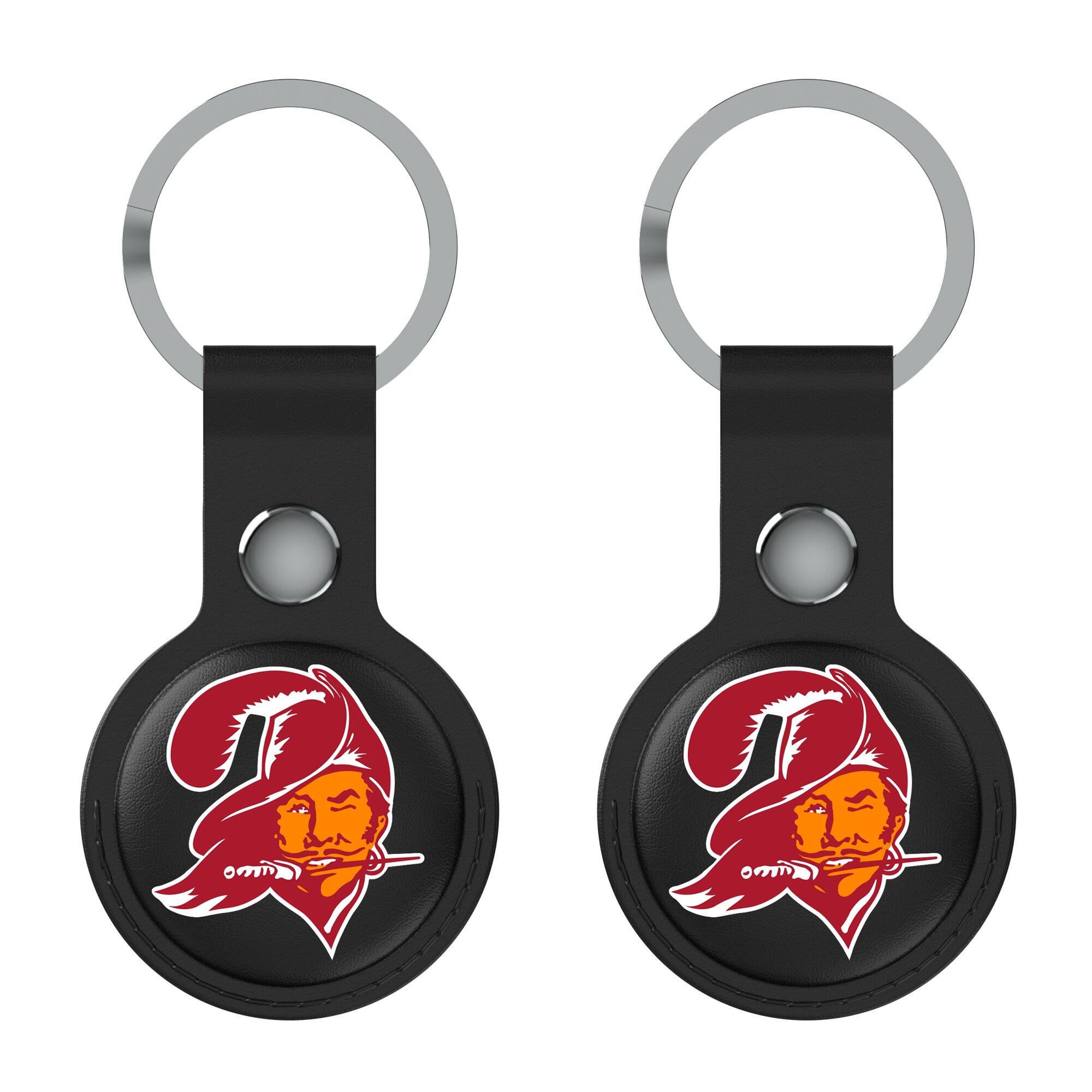 Front. Keyscaper - Black Tampa Bay Buccaneers Two-Pack AirTag Holders - No Size - Black.