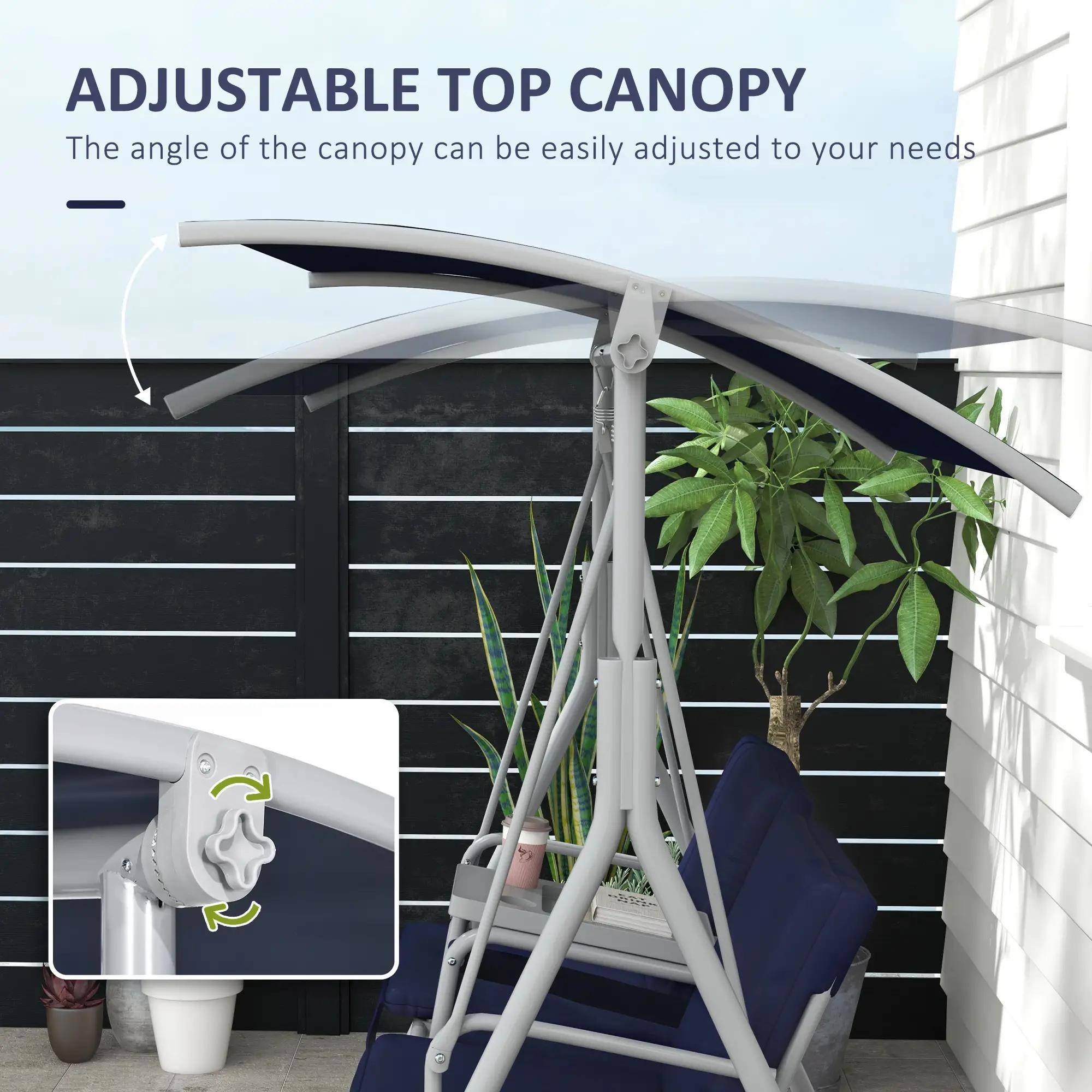 ADJUSTABLE TOP CANOPY
The angle of the canopy can be easily adjusted to your needs.