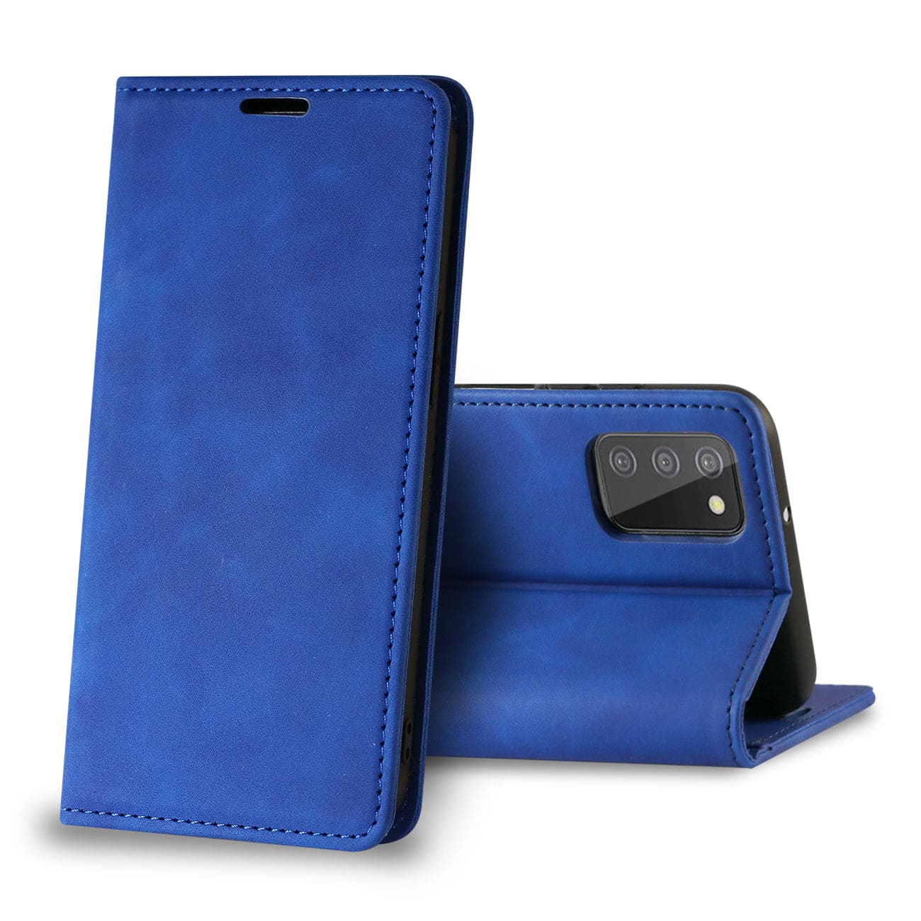 Reiko - Magnetic Wallet Leather Phone Case For Samsung Galaxy A02S - Blue