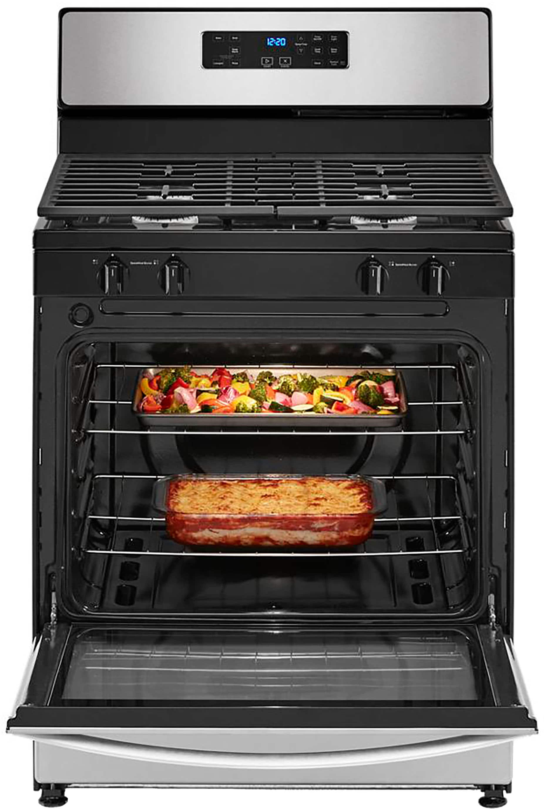 Angle. Whirlpool - 5.1 Cu. Ft. Freestanding Gas Range with Broiler Drawer - Stainless Steel.