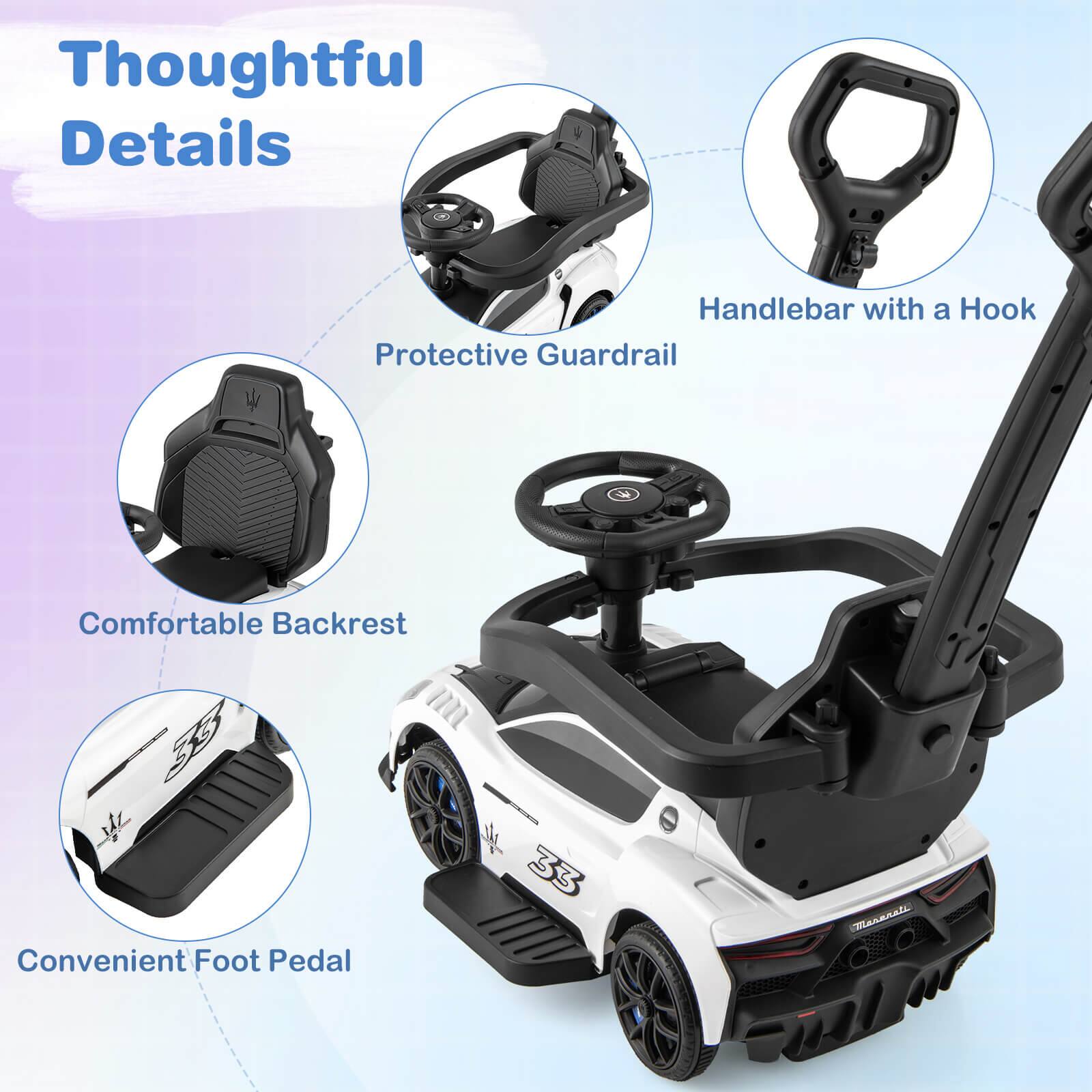 Thoughtful Details

- Handlebar with a Hook
- Protective Guardrail
- Comfortable Backrest
- Convenient Foot Pedal