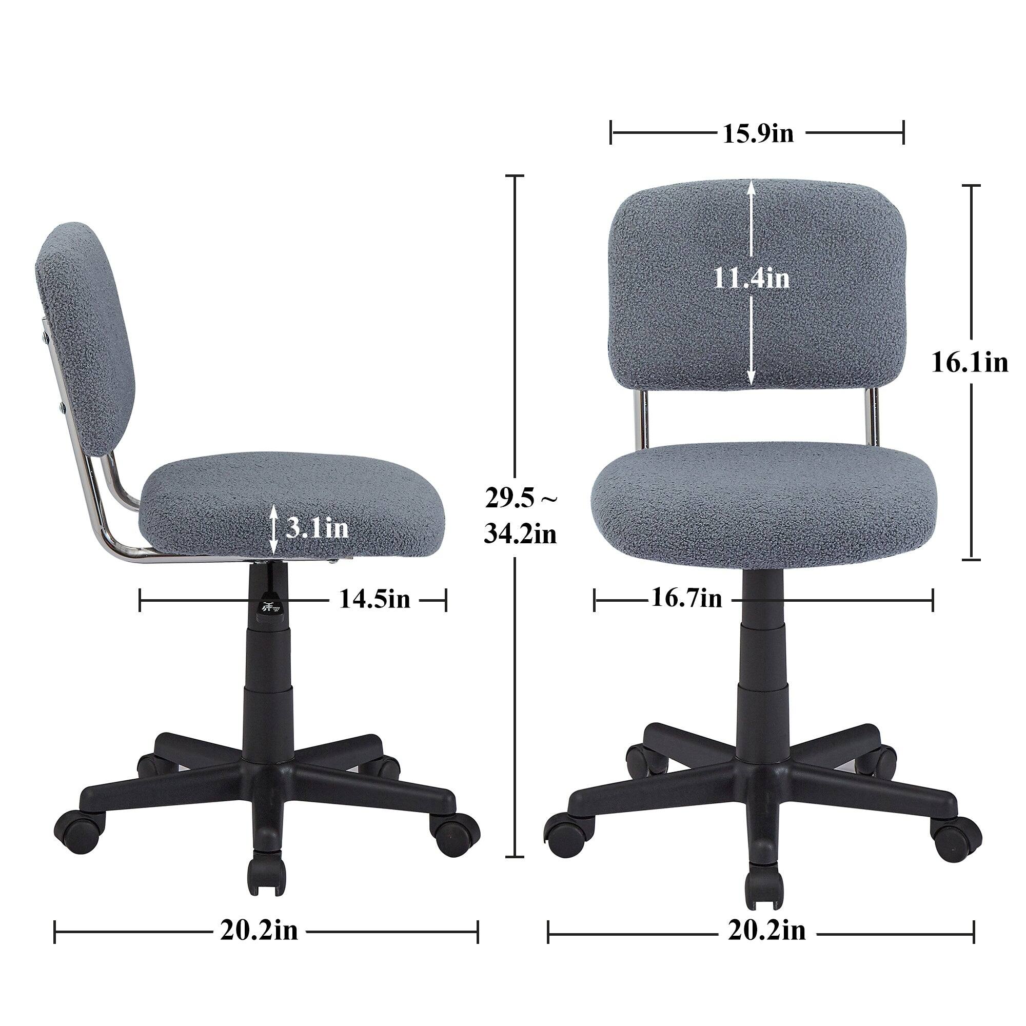 - Seat Height: 3.1in
- Seat Depth: 14.5in
- Seat Width: 20.2in
- Back Height: 11.4in
- Back Width: 16.1in
- Overall Height: 34.2in
- Overall Width: 20.2in
- Overall Depth: 29.5in