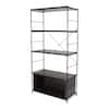Front. LeisureMod - Etagere 4-Shelf Industrial Bookcase with Black Steel Frame and Melamine Shelves Open Storage for Living Room and Office - Dark Walnut.