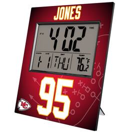 Keyscaper - Chris Jones Kansas City Chiefs Digital Desk & Wall Clock - Multicolor