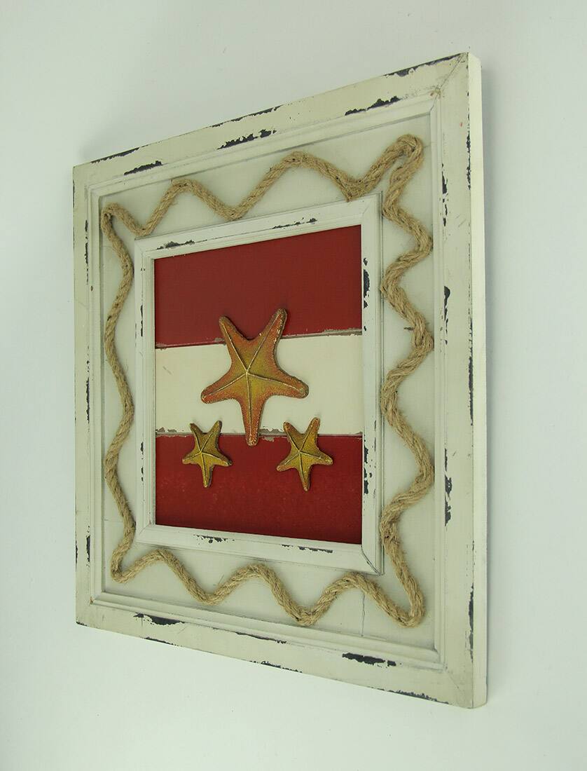 Alt View 1. Things2Die4 - Set of 3 Rustic Coastal Nautical Flag Wooden Wall Hangings - Multicolored.