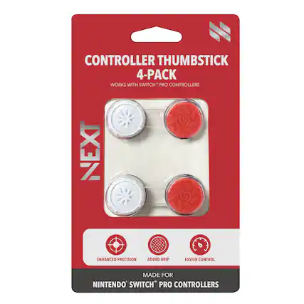 CONTROLLER THUMBSTICK 4-PACK
WORKS WITH SWITCH PRO CONTROLLERS
ENHANCED PRECISION
ADDED GRIP
FASTER CONTROL
MADE FOR
NINTENDO SWITCH "PRO CONTROLLERS"