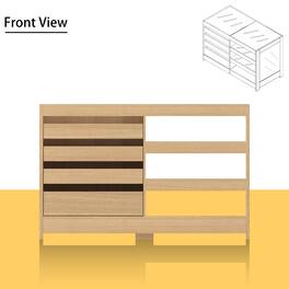 Famapy - Wood & Glass Horizontal Dresser: Organized Elegance for Closets & Bedrooms - Wooden