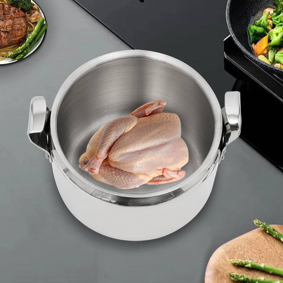 Left. Home Collection - Aluminum 3L Mini Pressure Cooker 3.17 Qt 35kpa Compact Lightweight Silver - Silver.