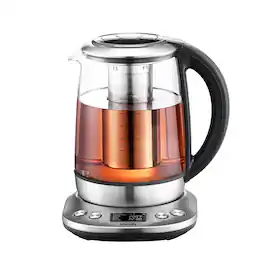 Mecity - 1.7L Glass Electric Tea Kettle w Tea Infuser,LCD Display & Temperature Control, Preset Brewing for Tea and Coffee - Transparant