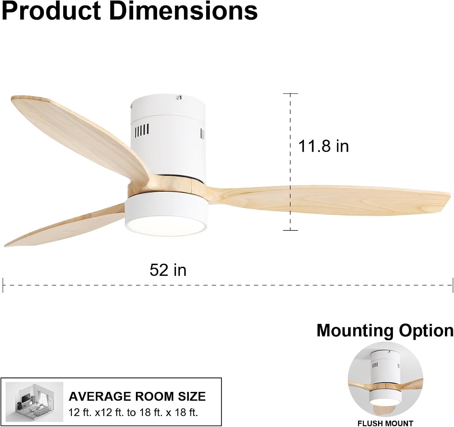 Product Dimensions  
52 in x 11.8 in  

Mounting Option  
FLUSH MOUNT  

AVERAGE ROOM SIZE  
12 ft. x 12 ft. to 18 ft. x 18 ft.