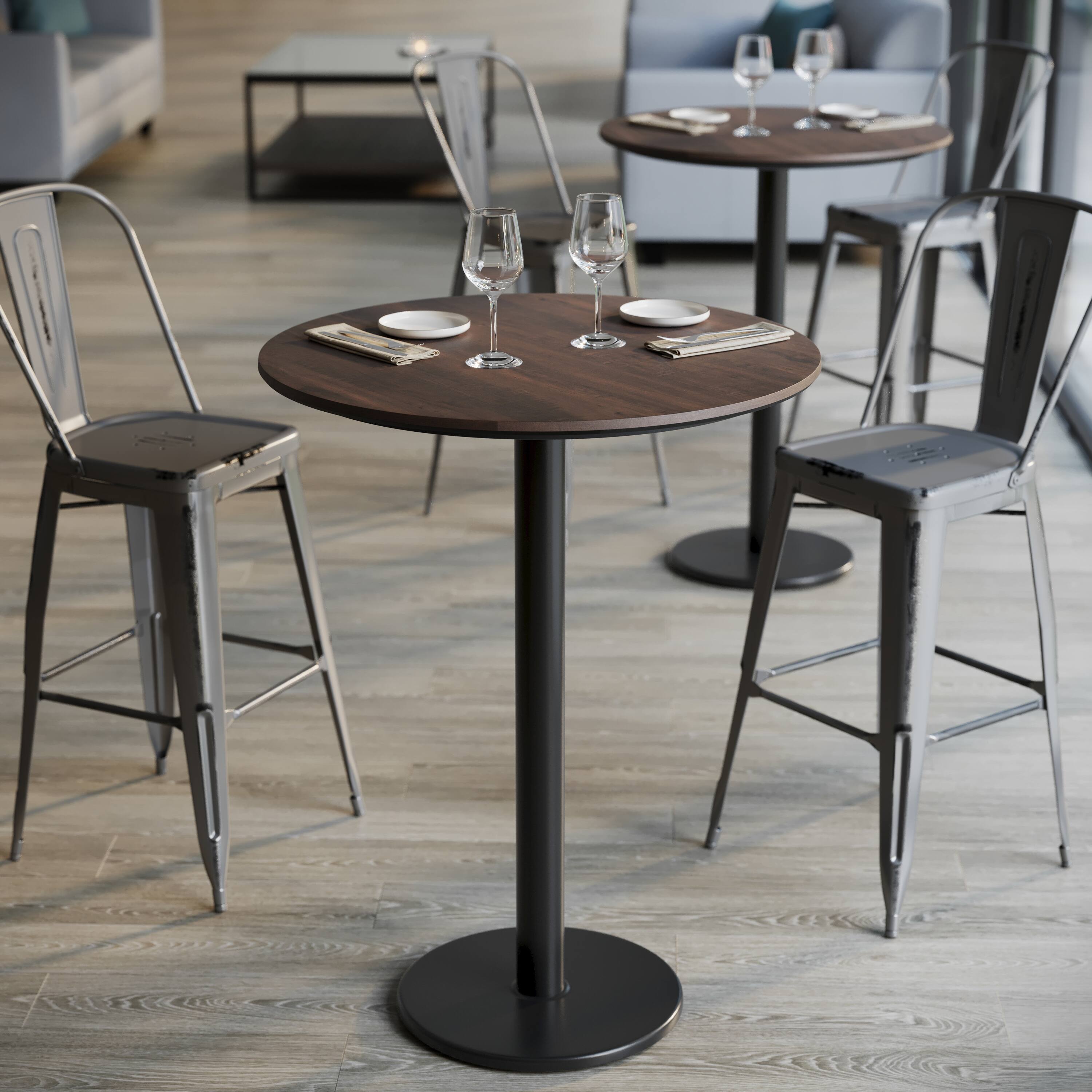 Alt View 4. Emma + Oliver - PureShield Tabletop with Seam-Free Surface Innovation and Bar Height Base - Dark Brown/Black Base.