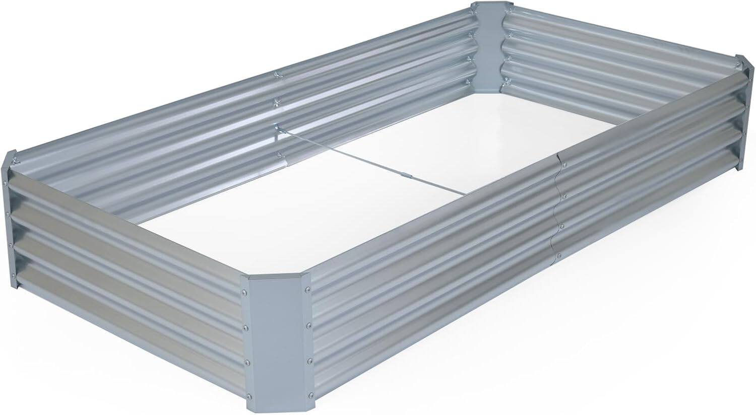 Front. Gymax - Gymax Galvanized Raised Garden Bed Rectangular Galvanized Metal Planter Box Sliver - Sliver.
