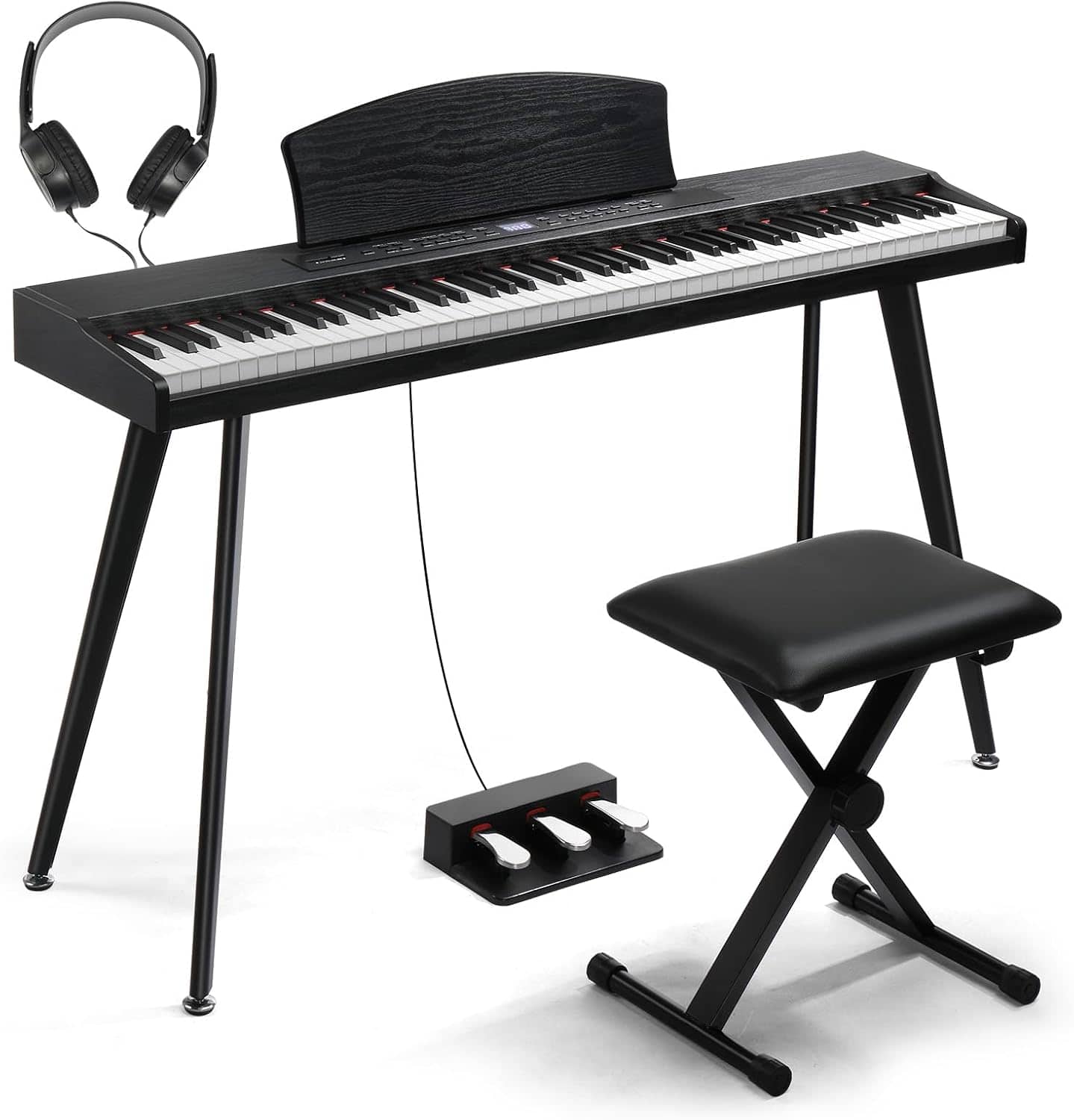 Winado - 88 Key Keyboard Piano Set, Full Size Digital Piano with Multi-Adjustable Height Bench, Powerful Functional Panel