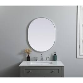 Elegant Decor - Metal Frame Oval Mirror 24x30 Inch - Silver