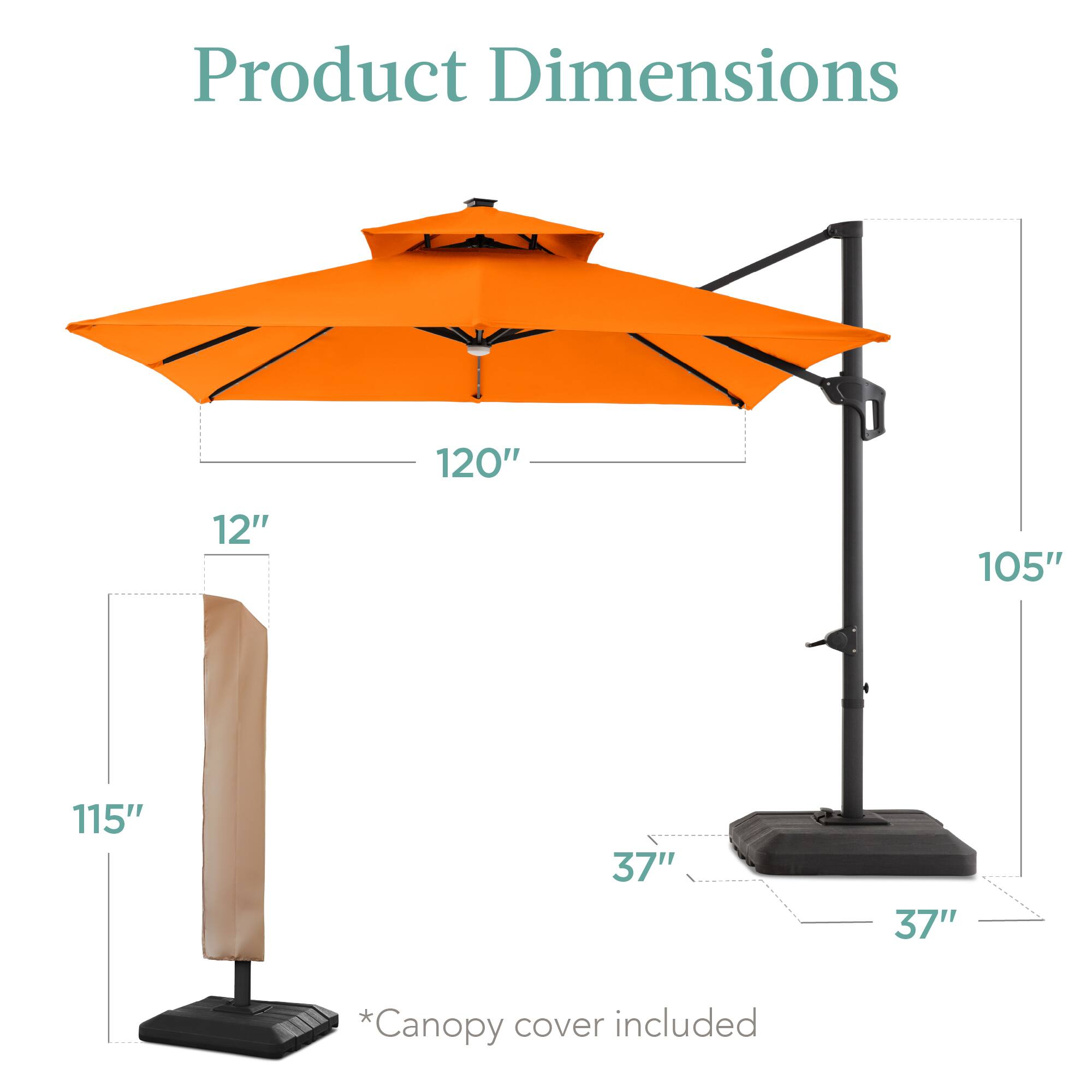 Product Dimensions

- 120"
- 12"
- 105"
- 115"
- 37"
- 37"

*Canopy cover included