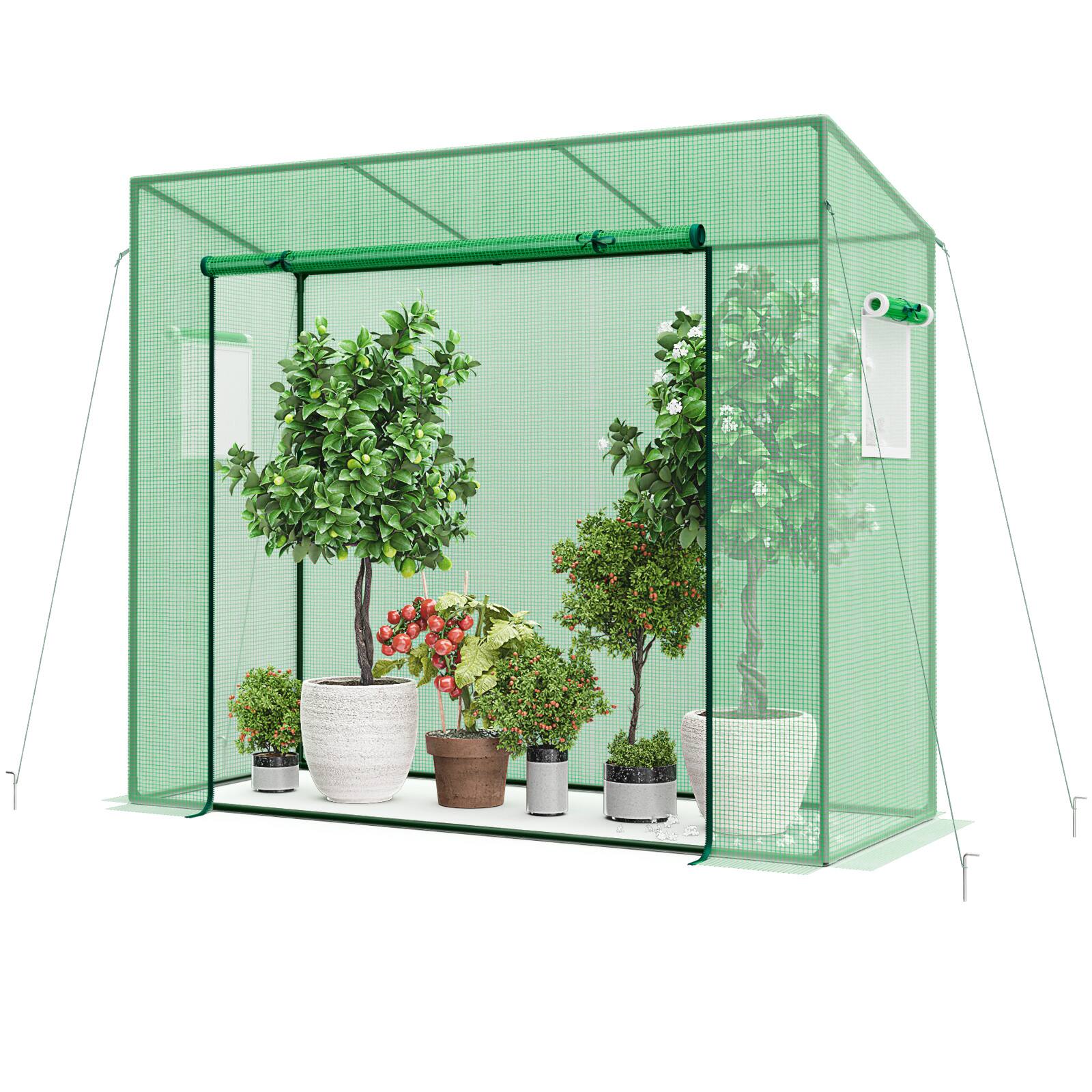 Front. Ecooso - Portable Walk-In Greenhouse with PE Cover and Heavy-Duty Metal Frame.