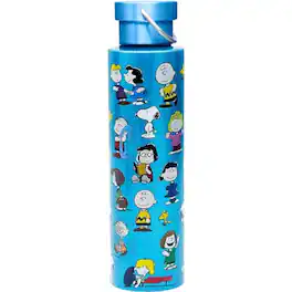 Spoontiques - Peanuts Characters Stainless Steel Bottle with Twist Lid 24 ounces - Blue